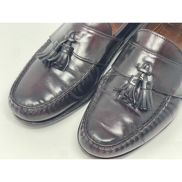 Allen Edmond Stowe Tassel Mahogany Burgundy Loafers Shoes Men’s Size 9.5 E main image 5